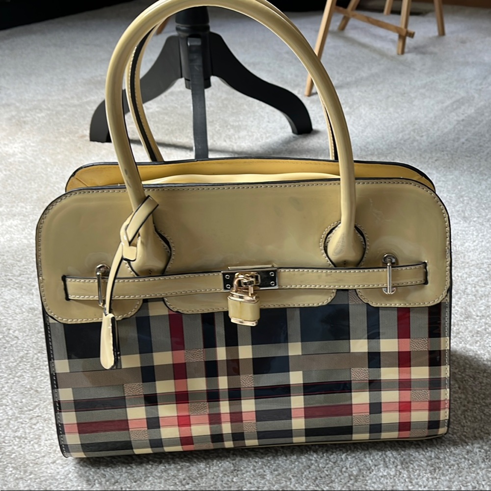 Plaid Beige Handbag